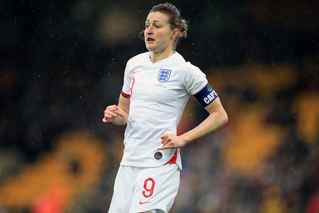 Ellen White in the rain at Carrow Road