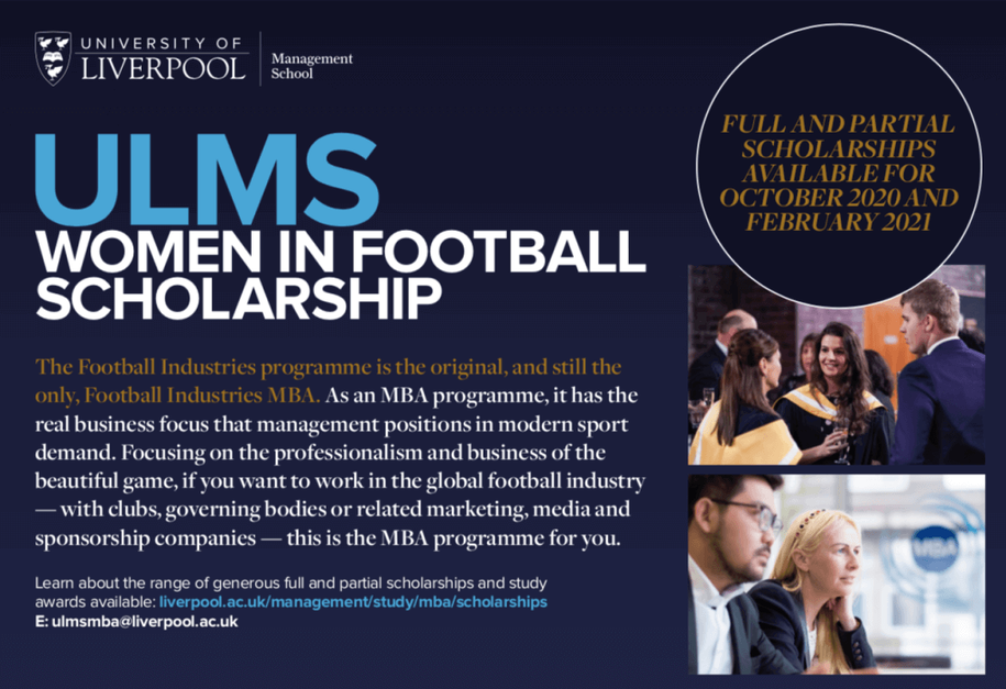 #WhatIf University of Liverpool offered fully and partially funded places for females on Football Industries MBA course